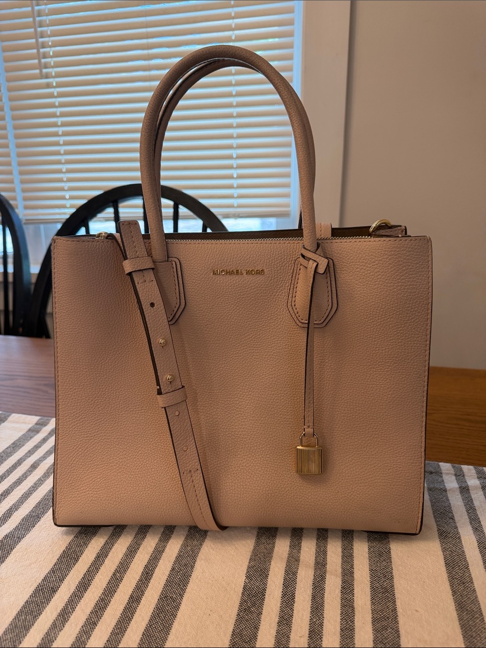 Michael Kors Ballet Pink Pebble Mercer Tote with Gold Hardware